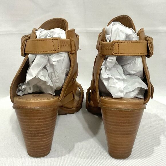 Sorel Nadia Buckle Bootie Sandals in Camel Sz 7.5 M Leather Strappy Open Toe - Picture 5 of 11